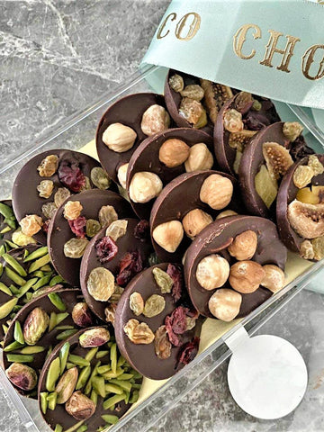 Fresh Chocolate Mendiants Tray - Sugar-Free, Gluten-Free, Vegan & With-Dairy options - Co Chocolat - Finally, Truly Healthy Chocolates